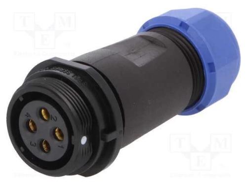 Ficha, SP21, fêmea, PIN: 4, IP68, 4,5÷7mm, 30A, s.