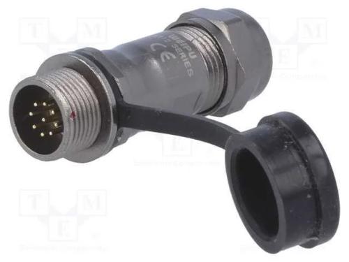Ficha, ST12, fêmea, PIN: 9, IP67, 5÷8mm, 3A, sold.