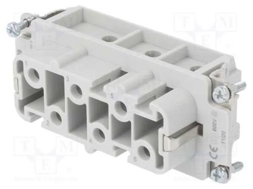 Conector: retangulares, fêmea, 400V, 41A, PIN: 6,.