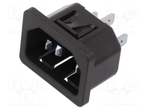 Conector: de alimentação, tomada, macho, 10A, 250.