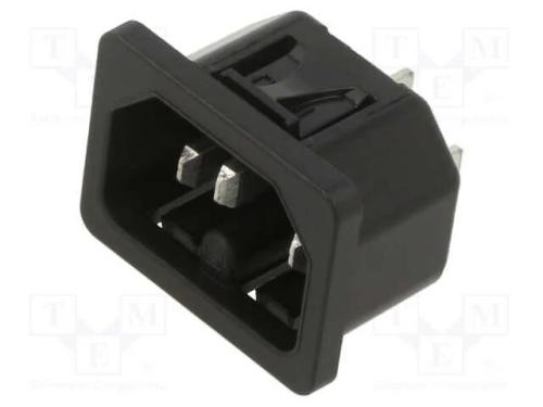 Conector: de alimentação, tomada, macho, 10A, 250.