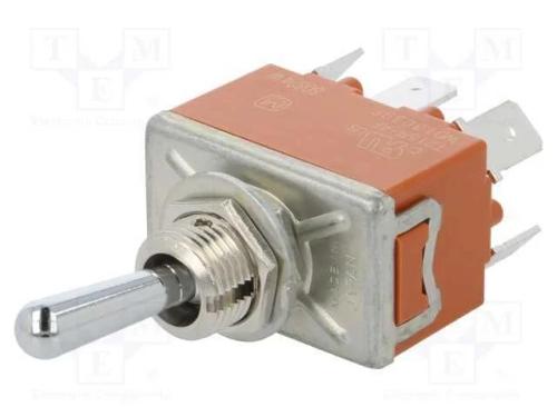 Interruptor: de alavanca, Pos: 2, DPDT, ON-(ON), .