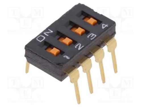 Interruptor: DIP-SWITCH, Quantidade de secções: 4.