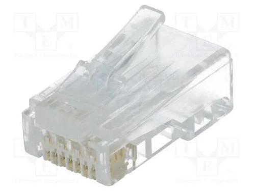 Ficha, RJ45, PIN: 8, Cat: 6, Sistema: 8p8c, com c.