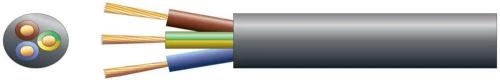 3 Core Round Mains Pvc, 3 X 48/0.2mm, 15a, 8.7mmã, Black, 100m
