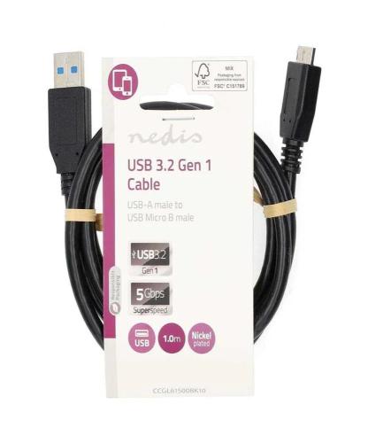 Cable Usb Usb 3.2 Gen 1 Usb-A Macho Usb Micro-.