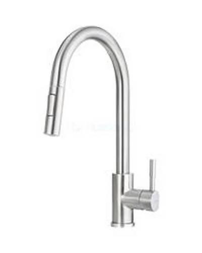 Kitchen Mixer With Pull-Out Spray Deante Two Flows Brushed Steel Lima