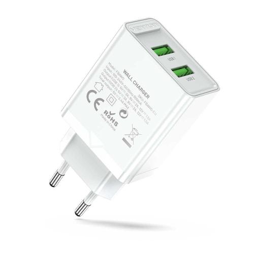 Cargador de Pared Vention Fbaw0-Eu/ 2xusb/ 18w/ Blanco