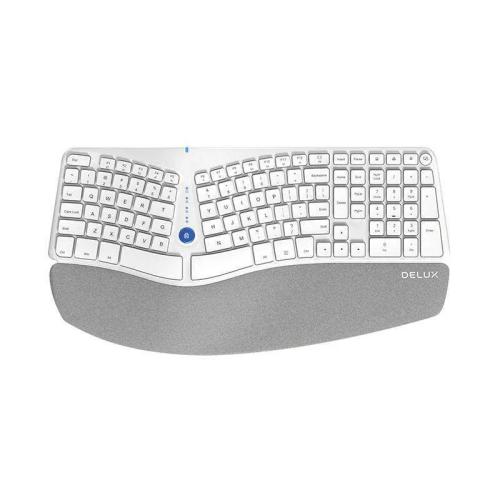 Teclado Ergonómico Sem Fios Delux Gm901d Bt+2.4g .