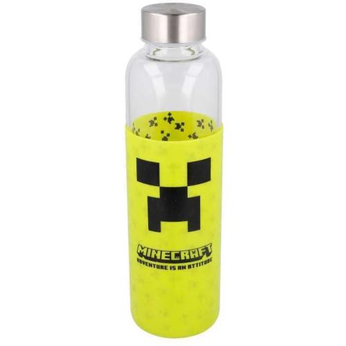 Garrafa Cristal Minecraft Capa Silicona 585ml