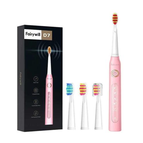 Sonický Zubní Kartácek Se Sadou Hlavic Fairywill Fw507 (Ruový)