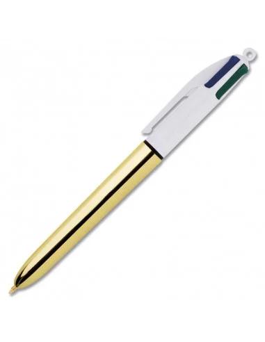 Esferográfica 4 Cores Ponta Fina Brilhante Ouro Azul/Preto/Vermelho e Verde Bic 982878