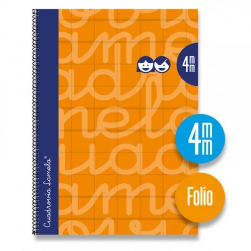 Cuaderno Folio Forrado Rayado 4 Mm Naranja Lamela.