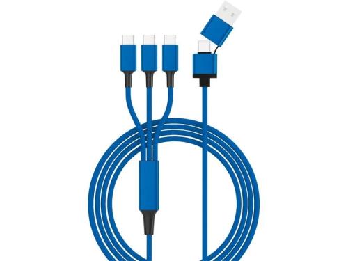 Cabo de Carregamento Smrter Hydra Trio, Tipo Usb-C, Otg, 120cm, Azul Retail