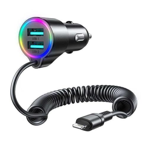 Nabíjecka do Auta Joyroom Jr-Cl25, 2x Usb + Kabel Lightning (Cerná)