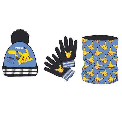 Conjunto Gorro Guantes Braga Cuello Pokemon