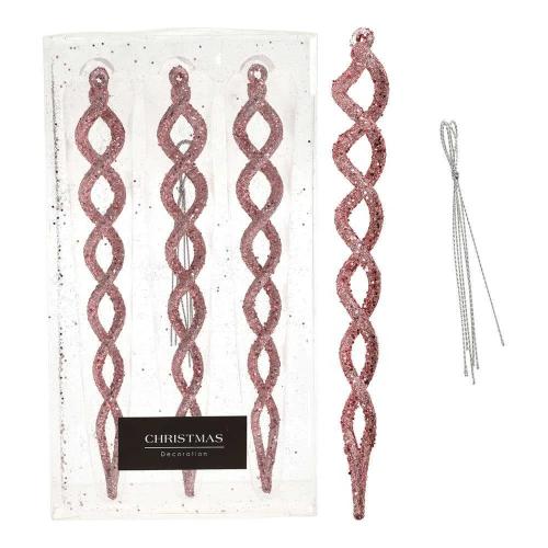Kit 3 Unid. Enfeite Espirais Brilhantes Rosa