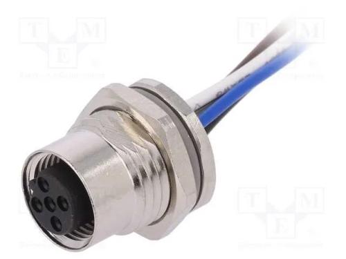 Tomada, M12, Pin: 5, Fêmea, Código B-Profibus, Fios, Ip67, Simples