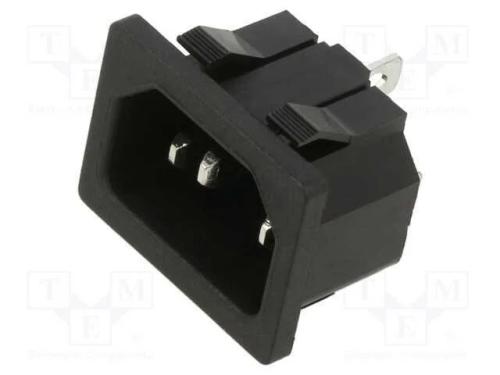Conector: de alimentação, tomada, macho, 10A, 250.