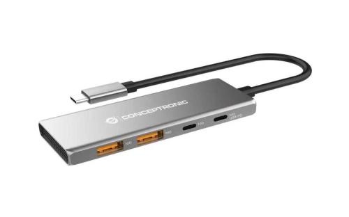 Conceptronic Dock Usb-C->2xusb-C,2xusb-A,100wpd O.N.0.25m Gr
