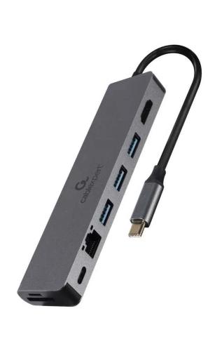 Gembird A-Cm-Combo5-05 Usb Type-C 5-In-1 Multi-Port Adapter (Hub + Hdmi + Pd + Card Reader + Lan)