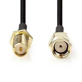 Cabo Coaxial Rp Sma Macho Rp Sma Hembra 50 Ohm Blindado 1m Preto