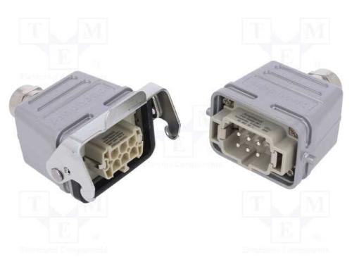 Conector: Hdc; Macho + Fêmea; C146; Pin: 6; 6+Pe; Tamanho E6; M20