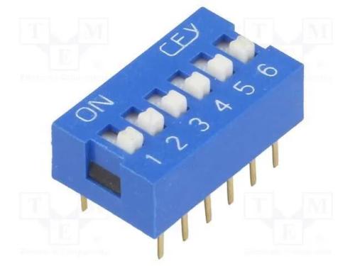 Interruptor: DIP-SWITCH, Quantidade de secções: 6.