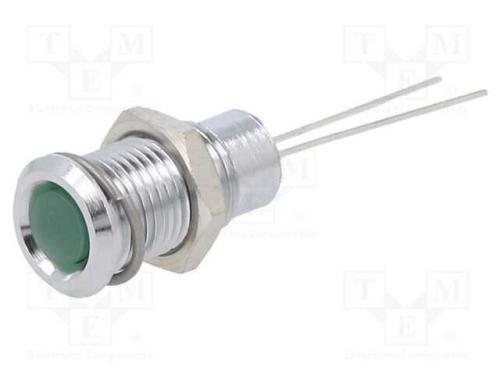 Luz indicadora: LED, plana, verde, 2,2VDC, 8mm, 2.