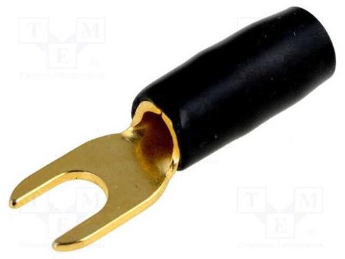Conetor: de forquilha, M4, 6mm2, dourado, isolada.