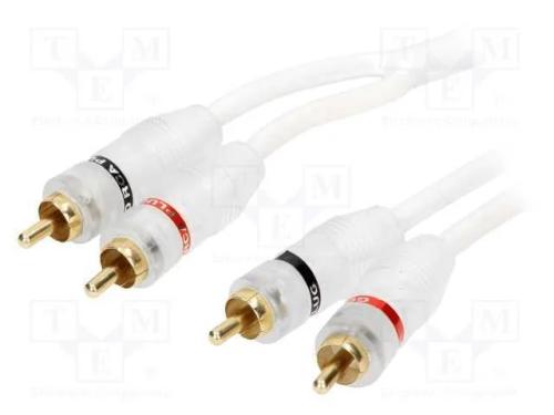 Cabo, tomada RCA x2,em ambos os lados, 3m, branca
