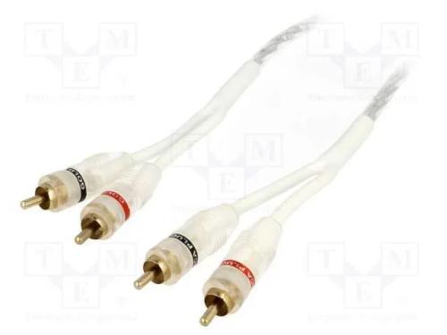 Cabo, tomada RCA x2,em ambos os lados, 5m, branca