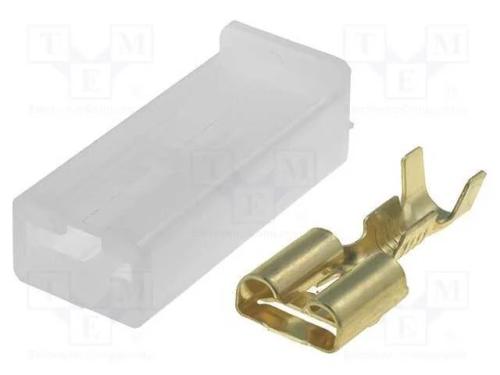 Terminal: flat, 6,3mm terminal,female, with a hou.