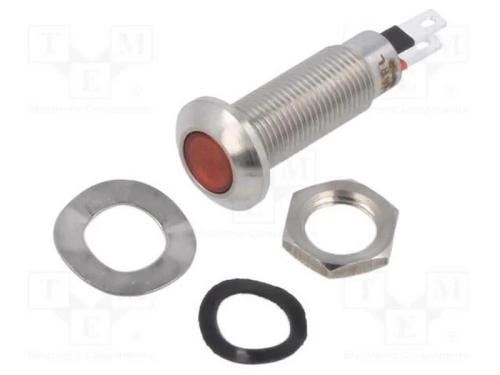 Luz indicadora: LED; plana; vermelho; 2,1VDC; Ø8,.