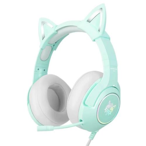 Auscultadores Gaming K9 RGB Cat-Ear Green