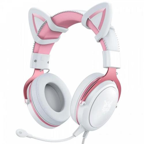 Auscultadores Gaming X10 Cat-Ear Rosa-Branco