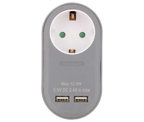 Cargador Usb-A 2.4a X2 Con Enchufe Hembra Schuko