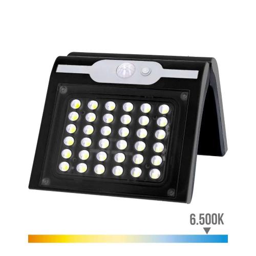 Aplique Solar 2w 220lm 6.500k com Sensor Cor Preto Edm