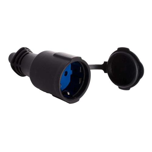 Tomada Aérea de Borracha com Tampa 16a 250v T/Tl Ip44 4,8mm Preta Solera 5707c