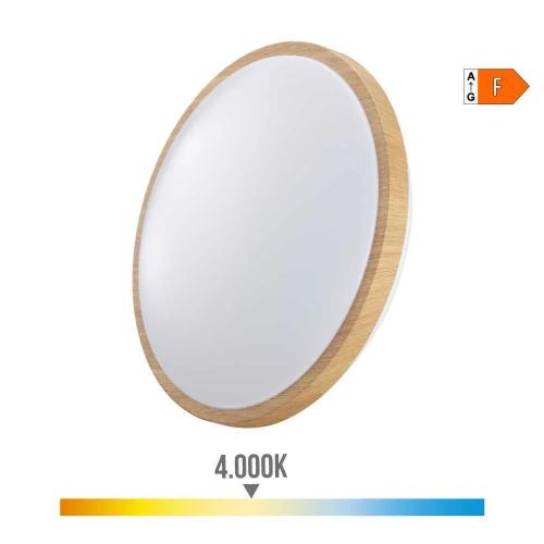 Aplique de Superfície Circular LED 18w 1820lm 4000k Ø33x7,3cm Efeito Madeira Edm