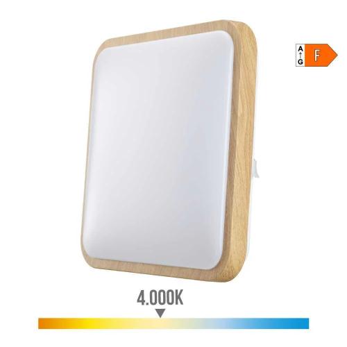 Aplique de Superfície Quadrado LED 18w 1820lm 4000k 33x33x7cm Efeito Madeira Edm