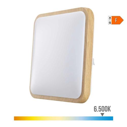 Aplique de Superfície Quadrado LED 18w 1820lm 6400k 33x33x7cm Efeito Madeira Edm