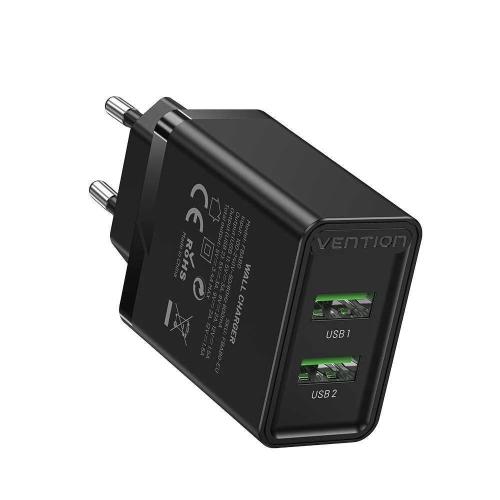 Cargador de Pared Vention Fbab0-Eu/ 2xusb/ 18w/ N.