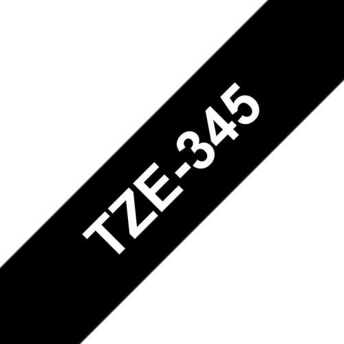 Fita Laminada Compatível Brother Tze-345 - 18mm X 8 Metros Branco / Preto