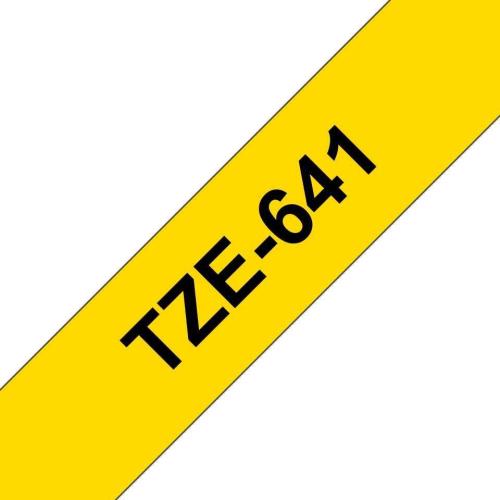 Fita Laminada Compatível Brother Tze-641 - 18mm X 8 Metros Preto / Amarelo