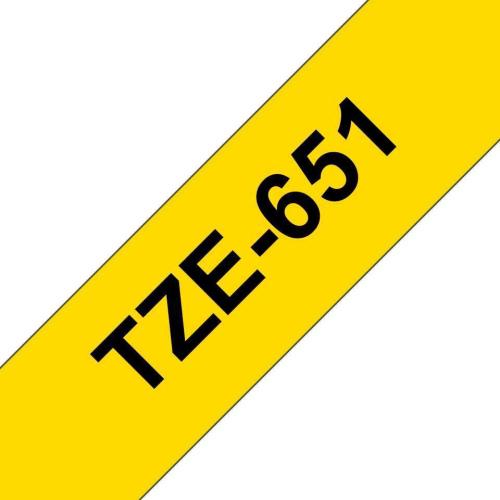 Fita Laminada Compatível Brother Tze-651 - 24mm X 8 Metros Preto / Amarelo
