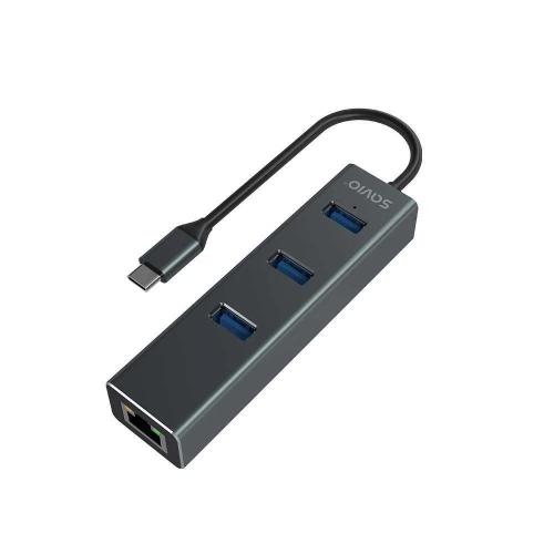 SAVIO AK-57 USB-C - 3 X USB-A HUB WITH RJ-45 GIGA.