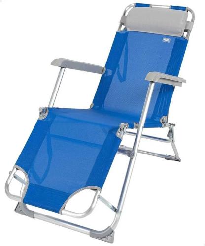 Espreguiçadeira reclinável Aktive Azul 153 x 33 x.