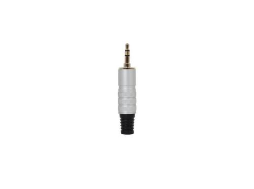 Conetor de Áudio. Jack 3,5 Mm Estéreo Macho. Orifício de Saída para Cabo 5 Mm Ø. Prateado.