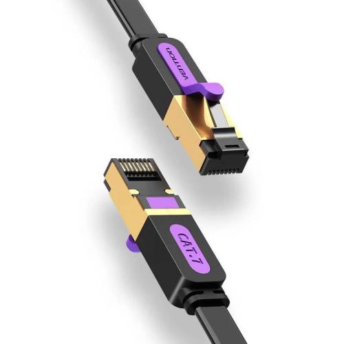 Flat Utp Category 7 Network Cable Vention Icabg 1.5m Black